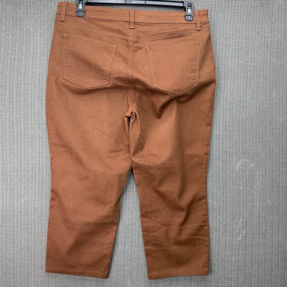 Talbots Womens Size 14P Brown Curvy Slim Ankle Mid Rise Capri Jean - Picture 2 of 10